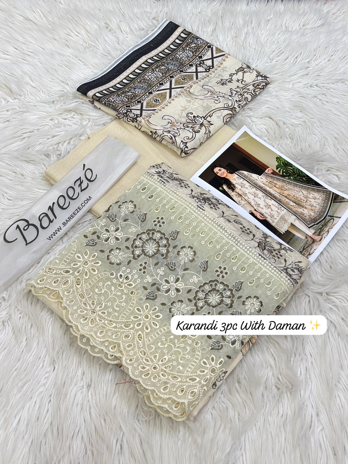 Bareeze Premium Printed Airjet Karandi 3-Piece Collection