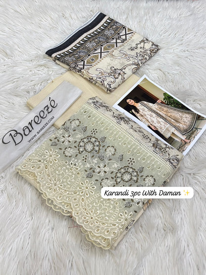 Bareeze Premium Printed Airjet Karandi 3-Piece Collection